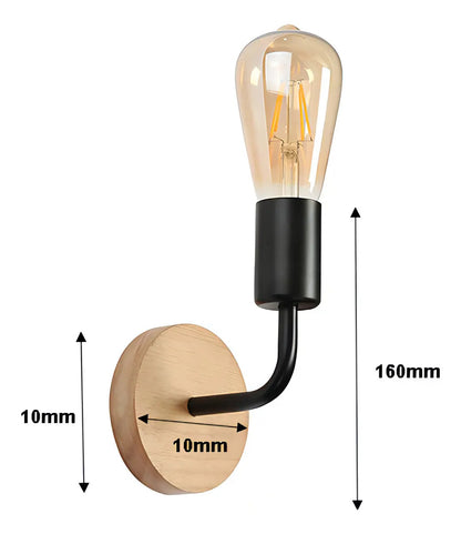 Apliqué Lámpara Decorativa Soporte Madera Porta E-27 Luces C