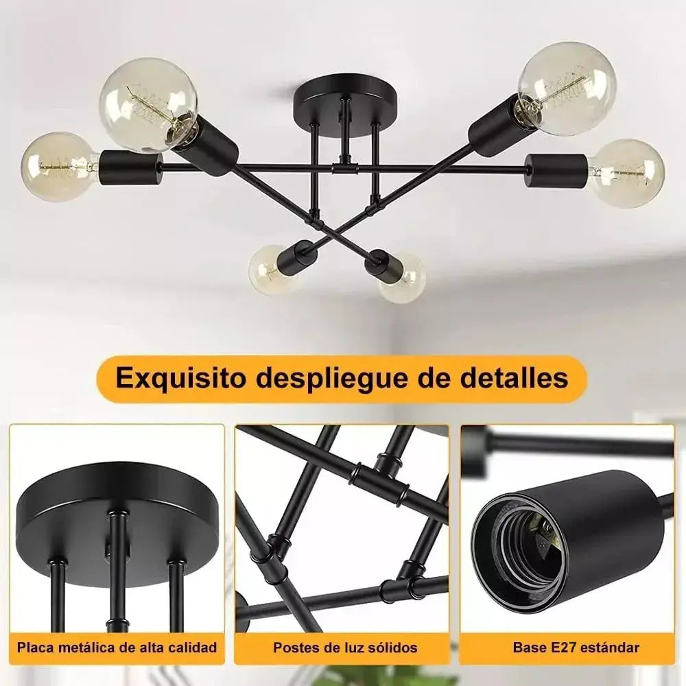 Lámpara de Techo Moderna 6 Luces E27 Brazos Giratorios