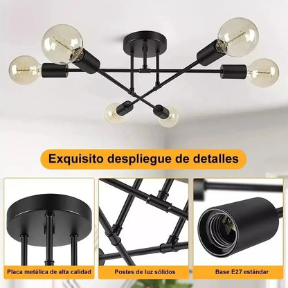 Lámpara de Techo Moderna 6 Luces E27 Brazos Giratorios