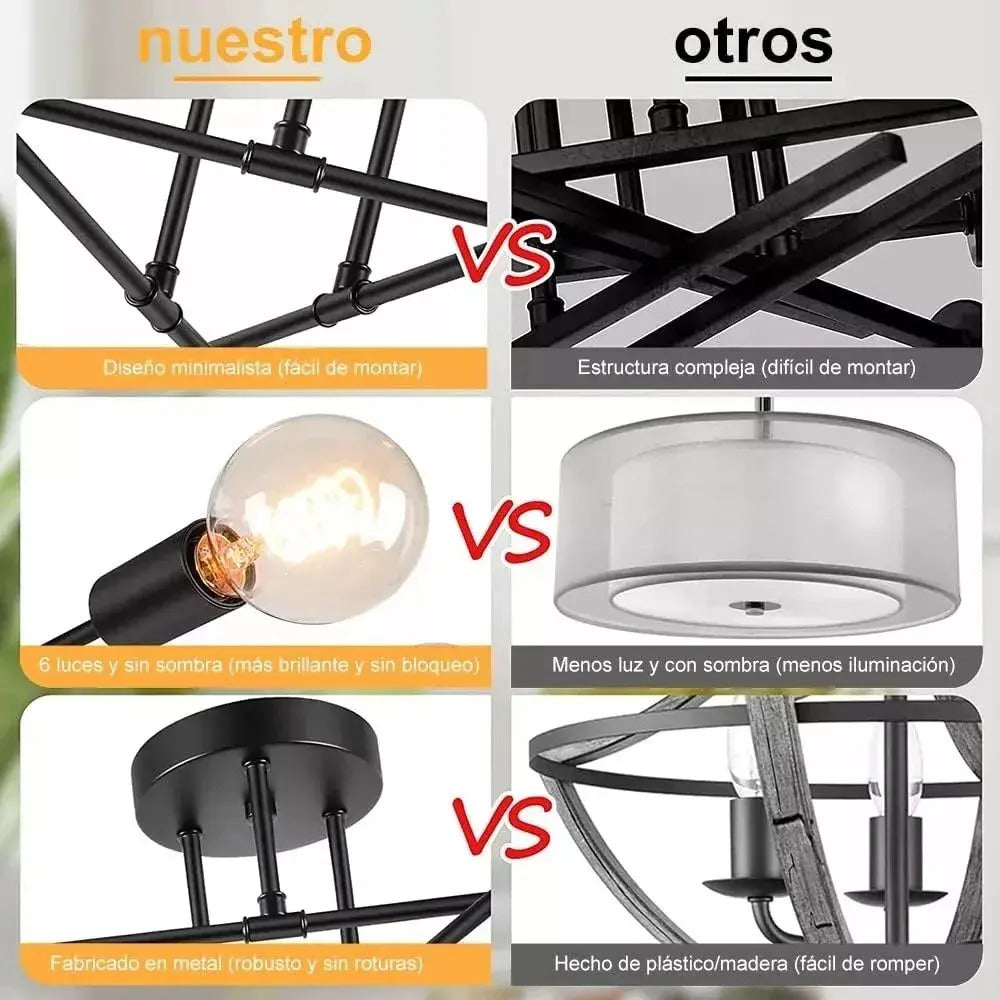 Lámpara de Techo Moderna 6 Luces E27 Brazos Giratorios