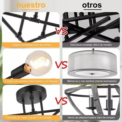 Lámpara de Techo Moderna 6 Luces E27 Brazos Giratorios