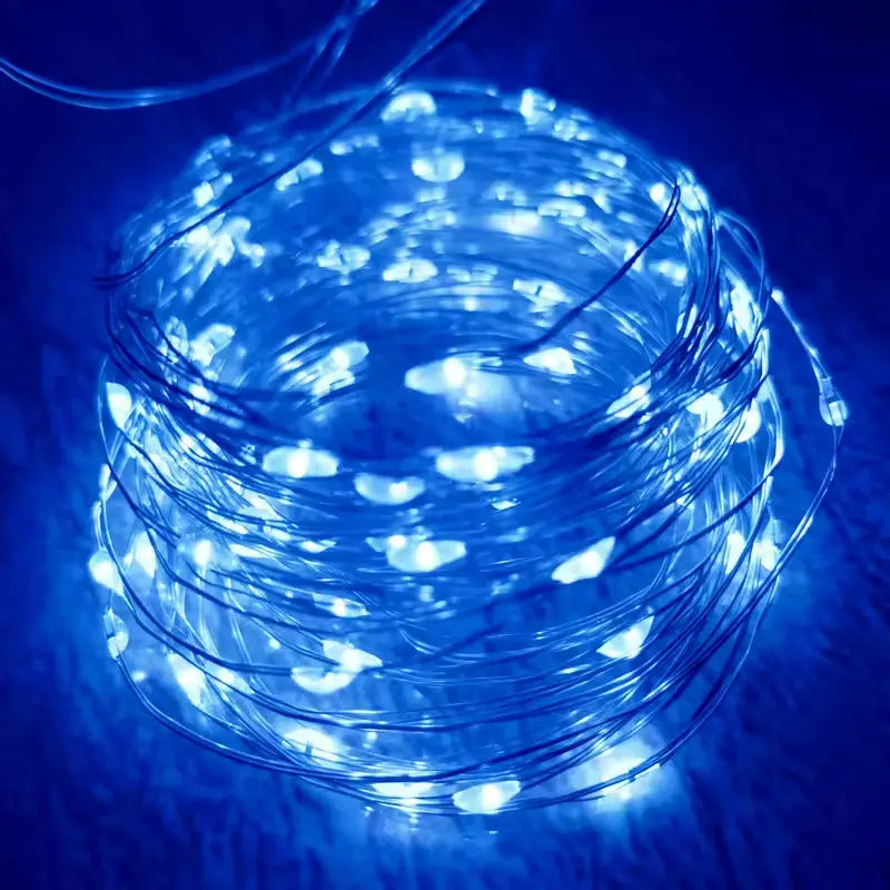 Guirnalda Solar 10m Cobre LED Luz Calida Exterior IP65