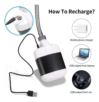 Carga USB de bomba recargable para ducha de camping