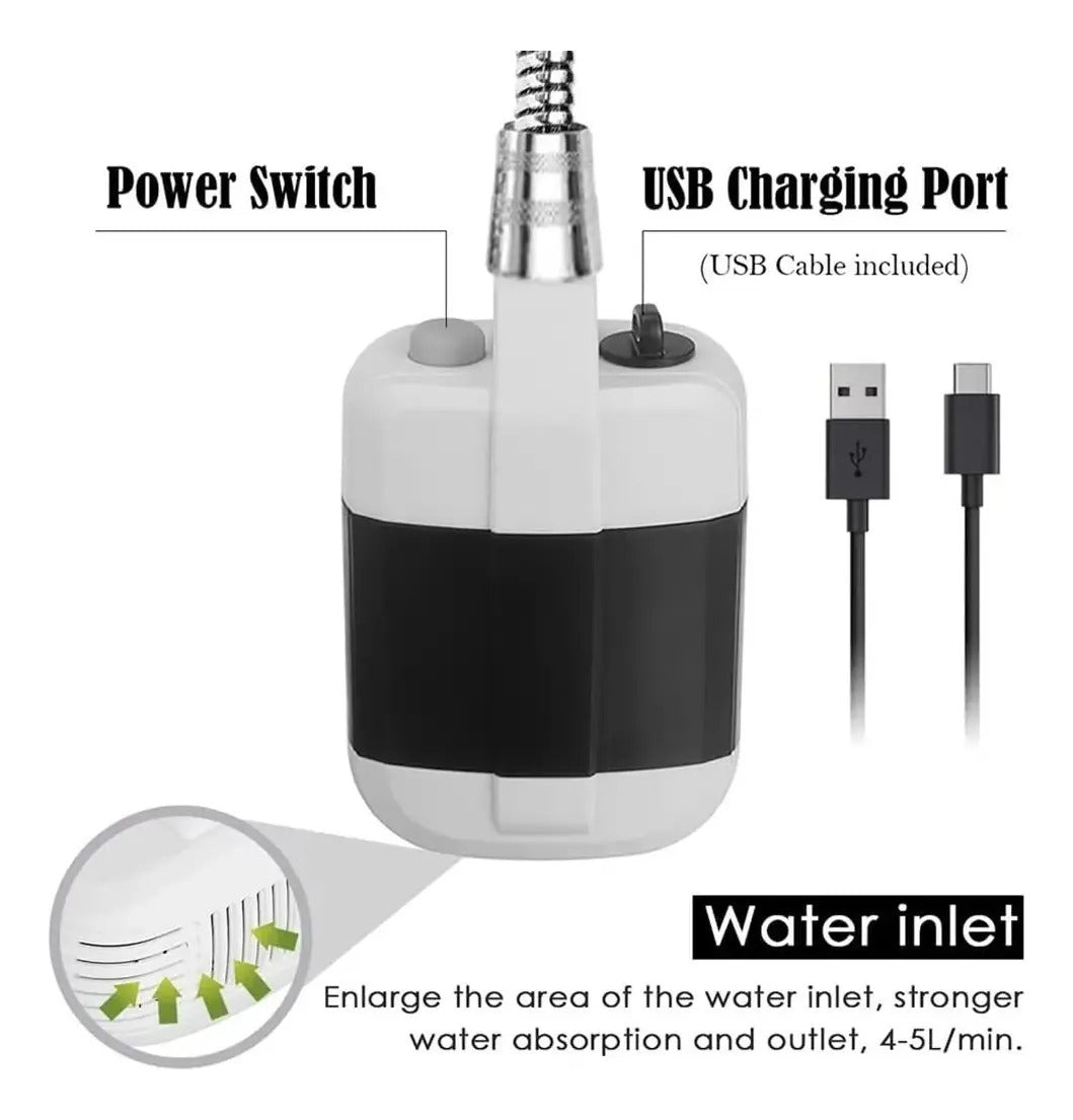Bomba sumergible de ducha portátil con carga USB