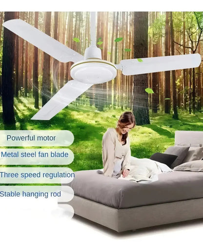 Ventilador de techo blanco para dormitorio con tres velocidades