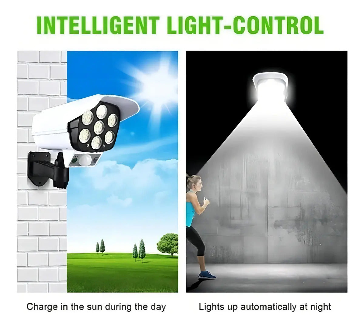 Foco solar tipo cámara + sensor de movimiento + control remoto
