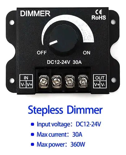 Regulador Voltaje Dimmer 12v/24v Dc 30a Para Luces Led