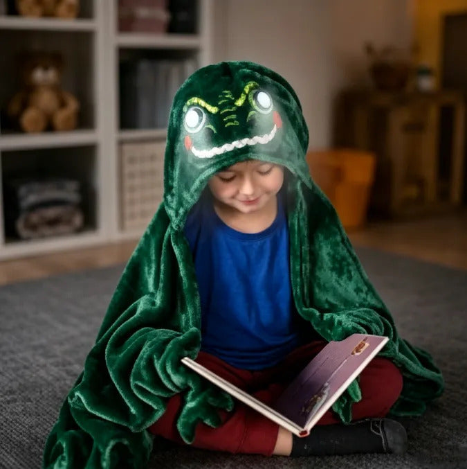 Manta Infantil Animal Con Capucha Y Ojos Led Brillantes
