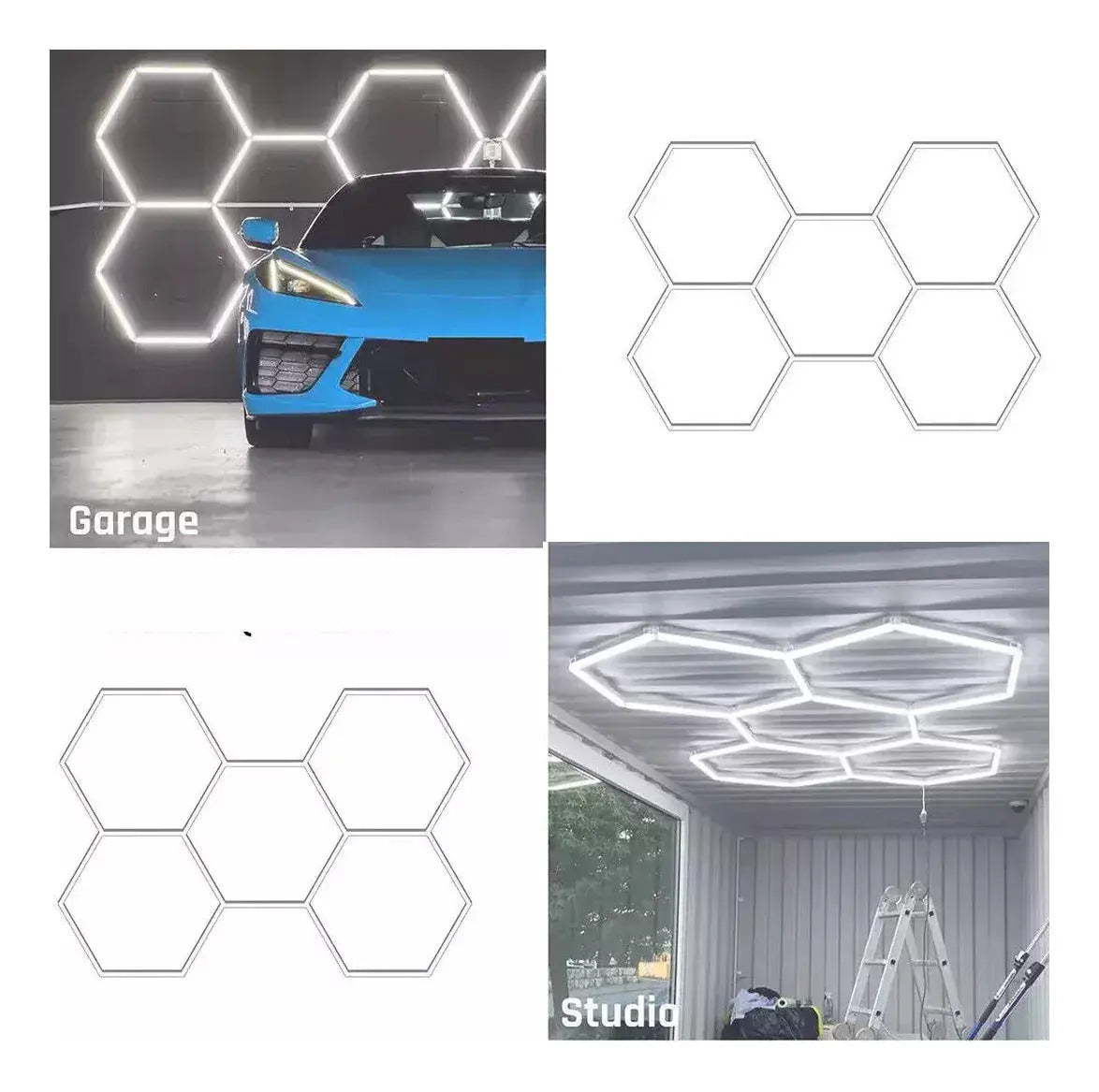 Luz LED Hexagonal Modular 192W 6500K para Techo, Talleres y Barberías