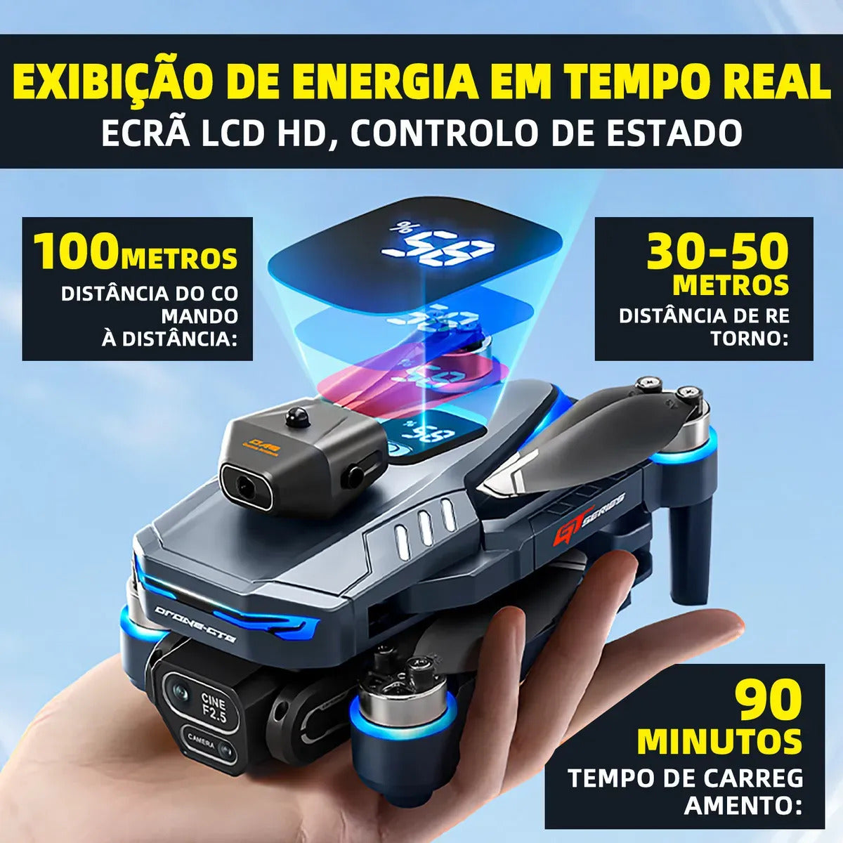 Drone Profesional Gt8 Plegable Doble Cámara 4k Hd Wifi Rc