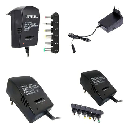 Fuente de Poder Universal Regulable 3V a 12V con 6 Conectores