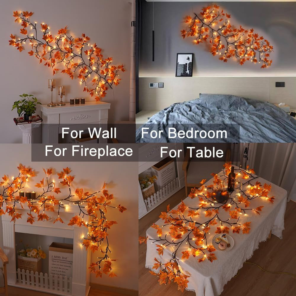 Guirnalda De Hojas Led Otoñal Decorativa Con Control Remoto