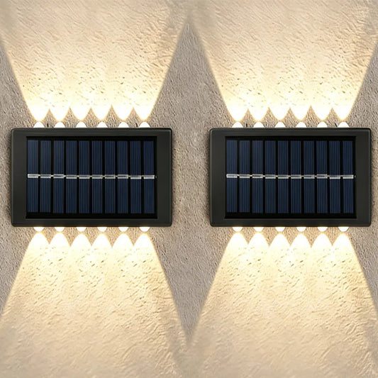 Pack 2 Focos Solares de Muro 12 LED Doble Luz Calida