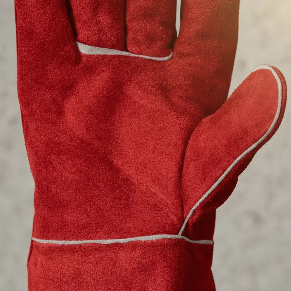 Guantes De Seguridad Soldador Cuero Rojo Mosquetero