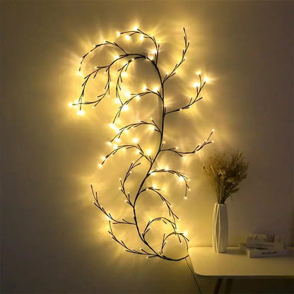 Guirnalda LED de Rama 1.8m USB 96 Luces Cálidas para Dormitorio, Sala y Eventos
