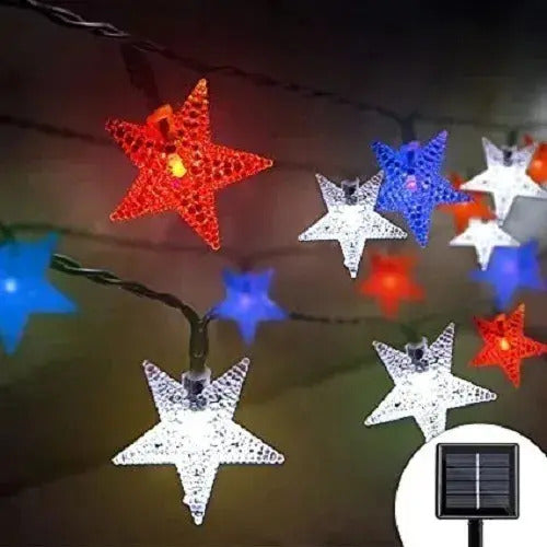 Guirnalda Solar 10m Estrellas Para Terraza Fiestas Patrias