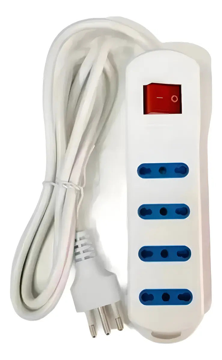 Alargador Eléctrico 3m 4 Tomas Con Interruptor Blanco