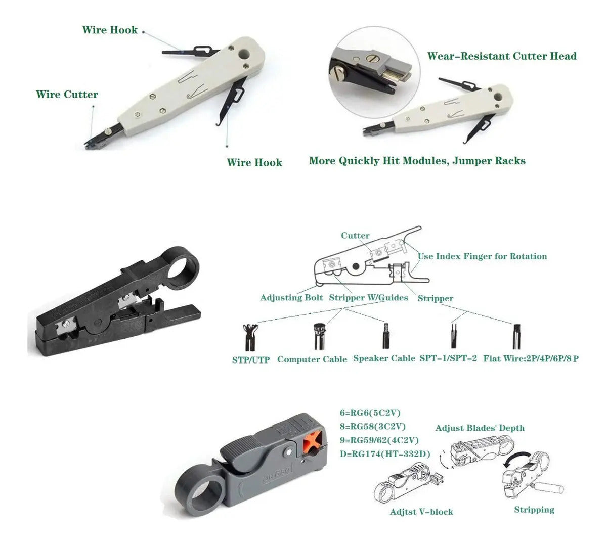 Kit de Herramientas de Red 11 en 1 con Tester y RJ45