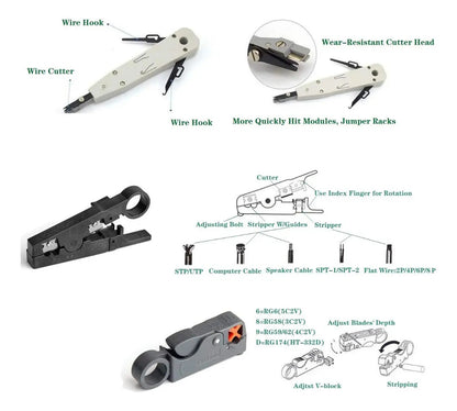 Kit de Herramientas de Red 11 en 1 con Tester y RJ45