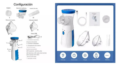 Nebulizador Inhalador Portatil Mesh Recargable Niño Adulto