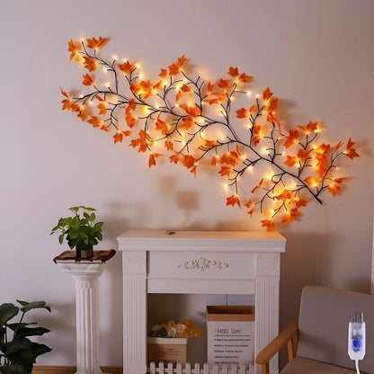Guirnalda De Hojas Led Otoñal Decorativa Con Control Remoto
