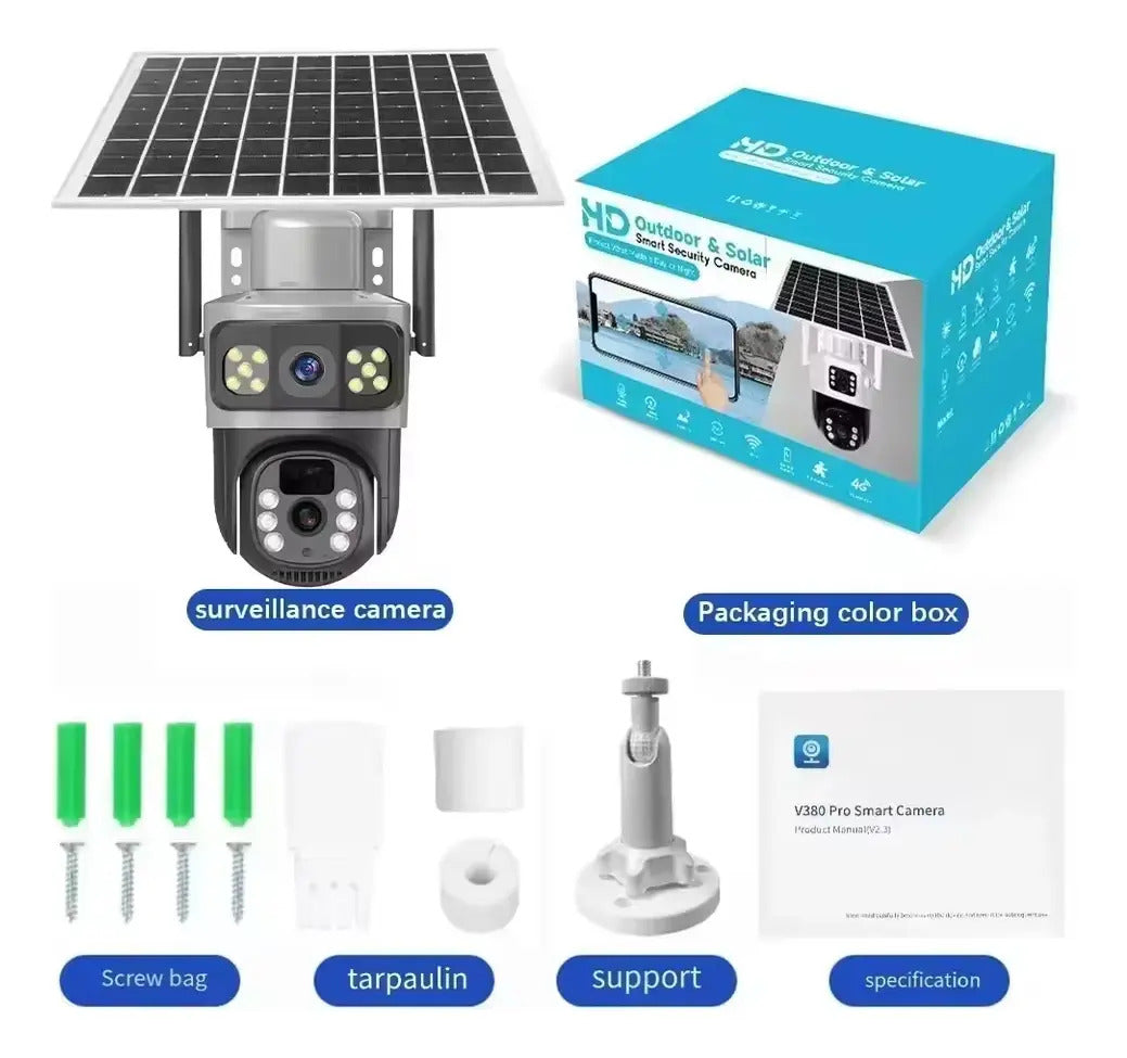 4G Solar Outdoor IP Camera Dual Lens Security Surveillance