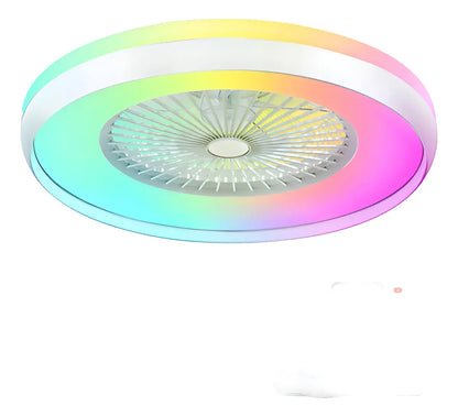 Ventilador de techo blanco con luz RGB y control remoto