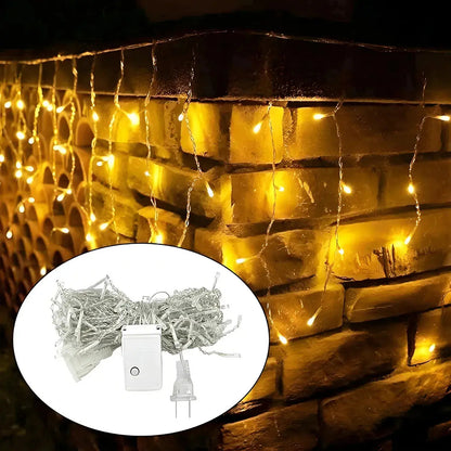 Pack 4 Cortinas LED Cascada 3m Luz Amarilla para Decoración
