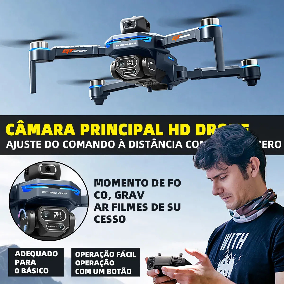 Drone Profesional Gt8 Plegable Doble Cámara 4k Hd Wifi Rc