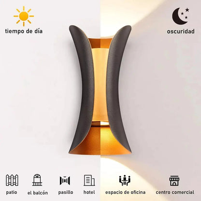 Aplique de pared LED con iluminación cálida hacia arriba y abajo para exterior