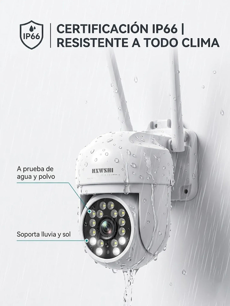 Cámara de seguridad wifi exterior 360° IP66 4MP aplicación Yoose