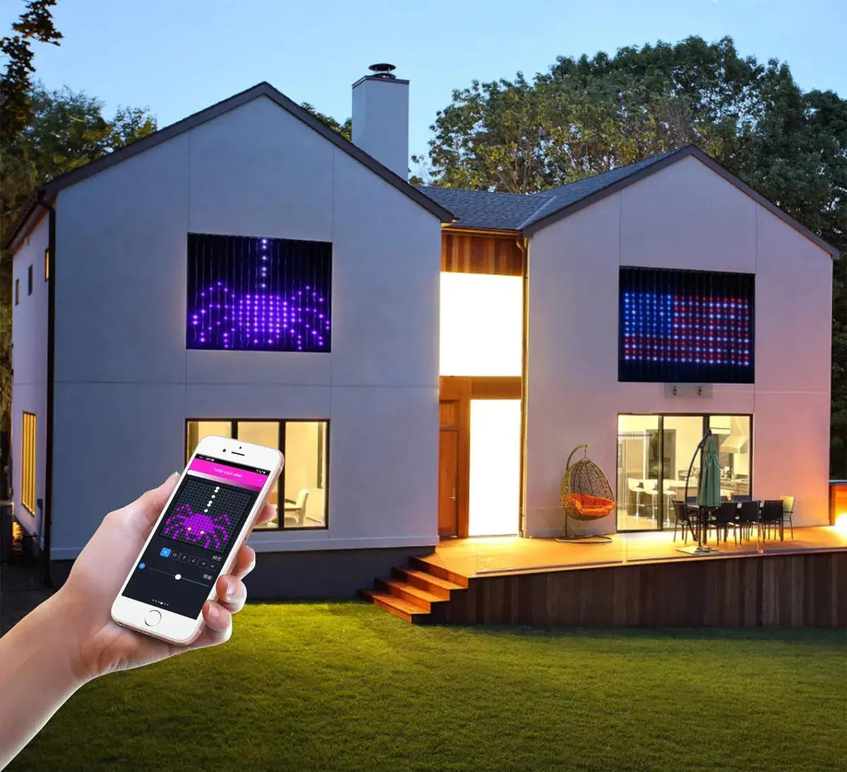 Cortina de luces LED RGB controlada por aplicación Bluetooth