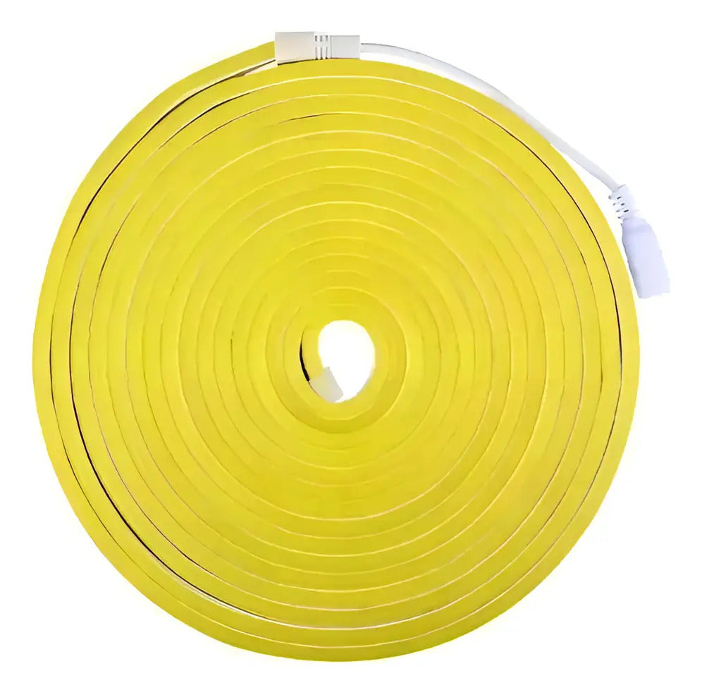 Cinta neón LED amarilla enrollada con conector de 12 V