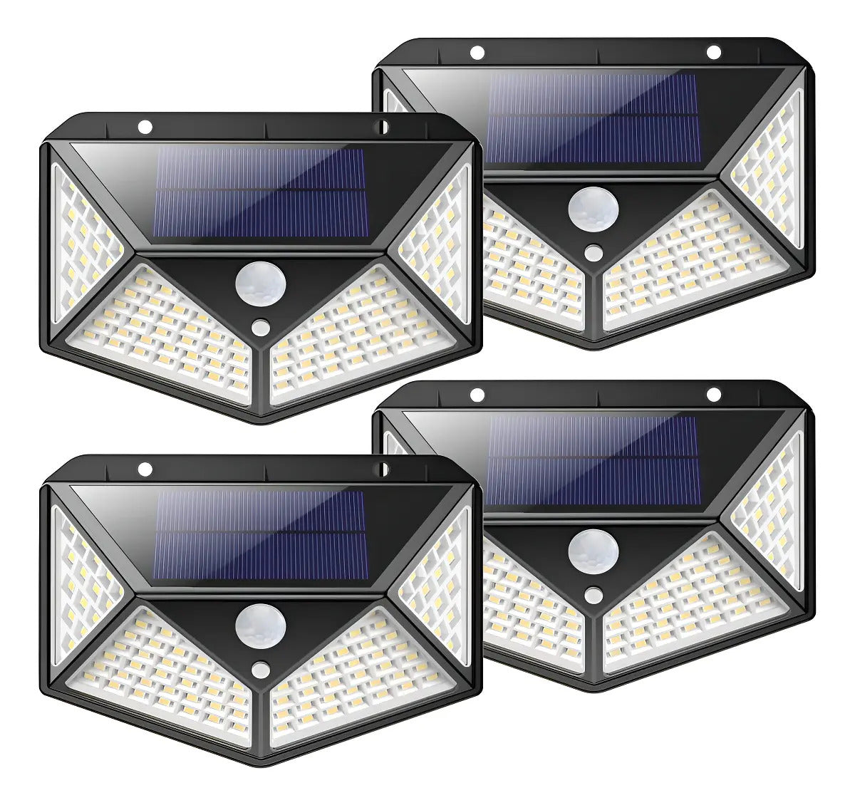 Pack 4 Lámparas Solares 100 Led Con Sensor Exterior