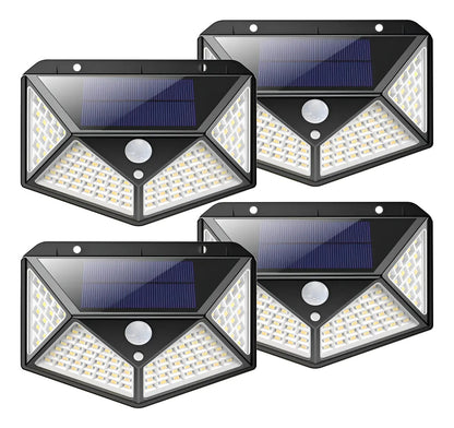 Pack 4 Lámparas Solares 100 Led Con Sensor Exterior