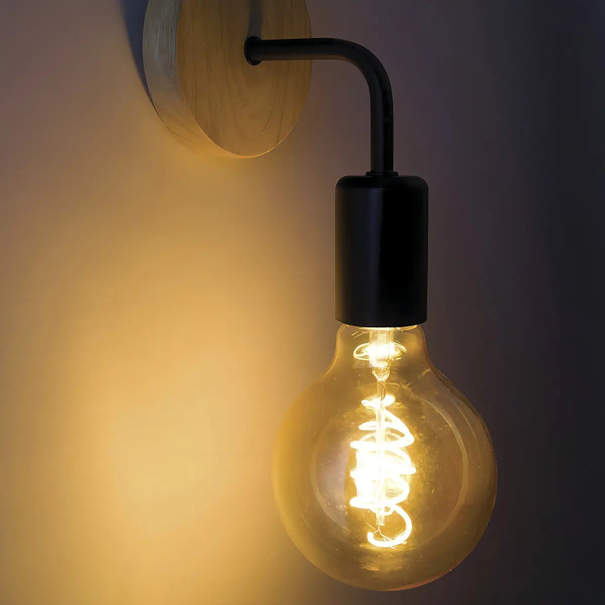 Apliqué Lámpara Decorativa Soporte Madera Porta E-27 Luces C