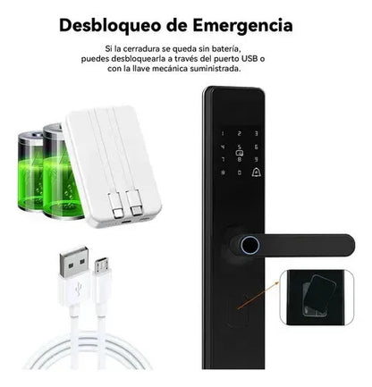 Cerradura Inteligente WiFi Tuya con Huella, Código, Tarjeta y Llave para Puerta