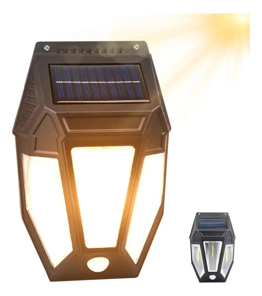 Farol Solar De Pared + Sensor Movimiento Luz Cálida Exterior