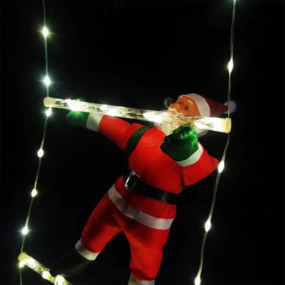 Luces Navidad Papá Noel Escalando Escalera LED Solar 1,5 m para Decoración