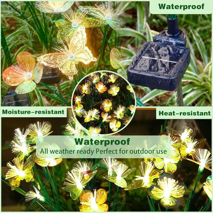 Pack 2 Estacas Solares Mariposa 6 Led Luz Cálida Exterior