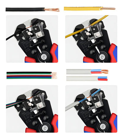 Alicate pelacables preparando cables sólidos y multifilares