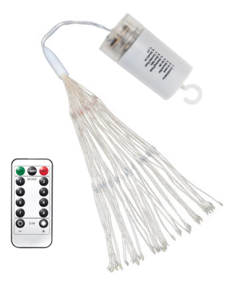 Ramales de luz LED con caja para pilas y control remoto de 8 modos
