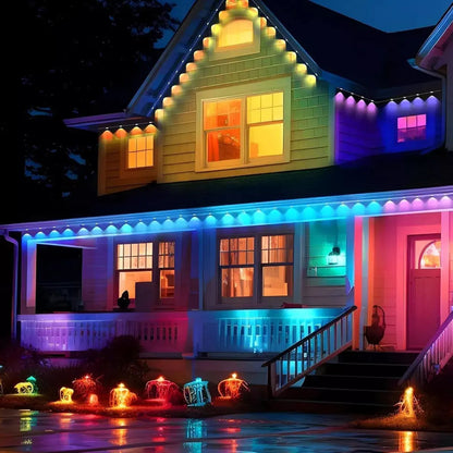 Cadena LED RGBIC Exterior 15 m con App y Control Remoto IP67 para Navidad Fiesta