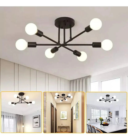 Lámpara de Techo Moderna 6 Luces E27 Brazos Giratorios