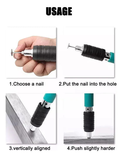 Pasos para colocar y accionar pistola clavadora manual