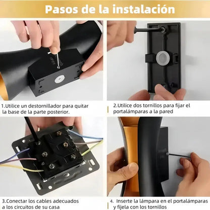 Pasos de instalación del aplique LED de pared con conexión eléctrica