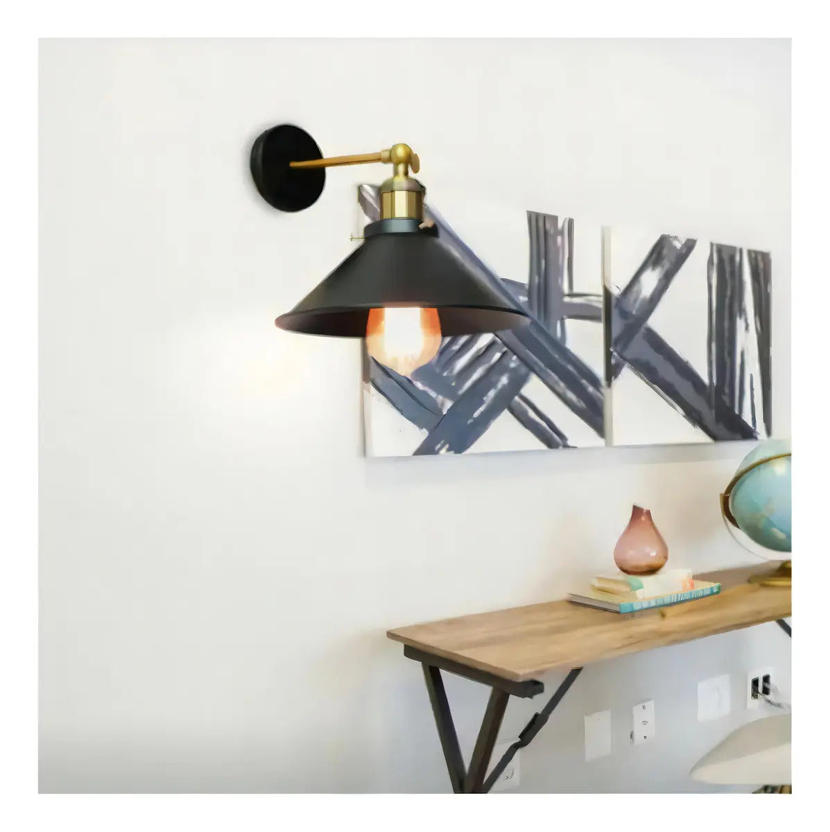 Lámpara de Muro LED E27 Bronce con Pantalla Decorativa