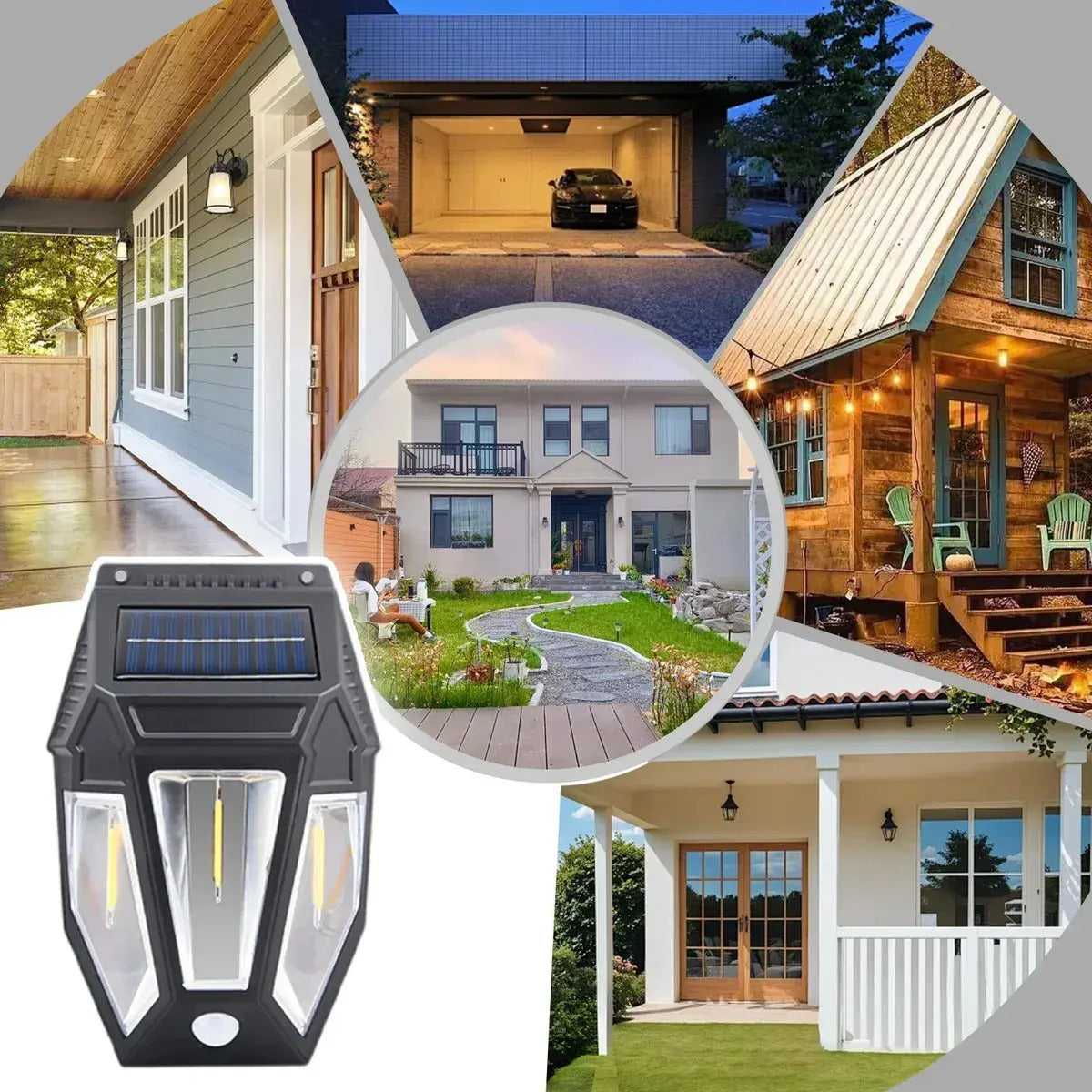 Farol Solar De Pared + Sensor Movimiento Luz Cálida Exterior