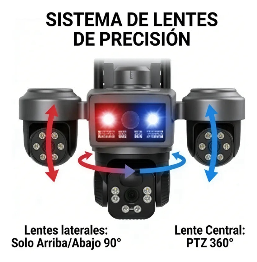 Cámara Solar 4g Ptz Triple Lente 4k Alarma Inteligente