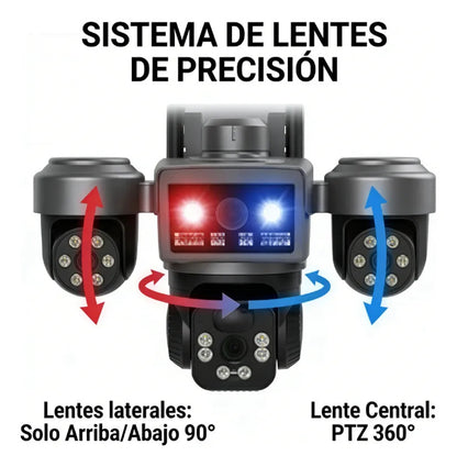 Cámara Solar 4g Ptz Triple Lente 4k Alarma Inteligente